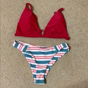 red white a s turquoise bikini set